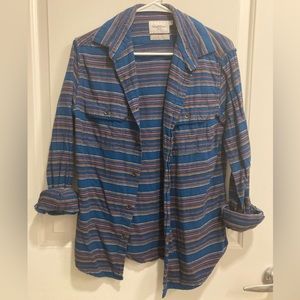 Goodfellow & Co. Size Small, long-sleeve button down. Blue, striped, cozy